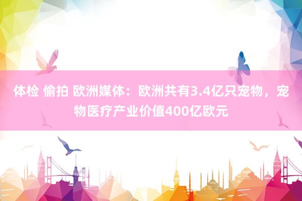 体检 偷拍 欧洲媒体：欧洲共有3.4亿只宠物，宠物医疗产业价值400亿欧元
